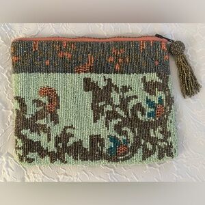 Jasper & Jeera by Anthropologie beaded clutch, purse  gold teal